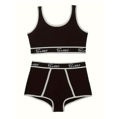 Breathable Solid Sports Push Up Bra and Panties Lingerie Set
