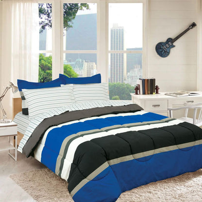 Brooklyn Flat Rugby Stripe Bed-in-a-Bag Set