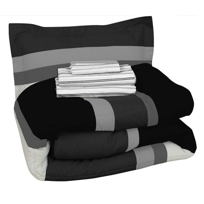 Brooklyn Flat Rugby Stripe Bed-in-a-Bag Set