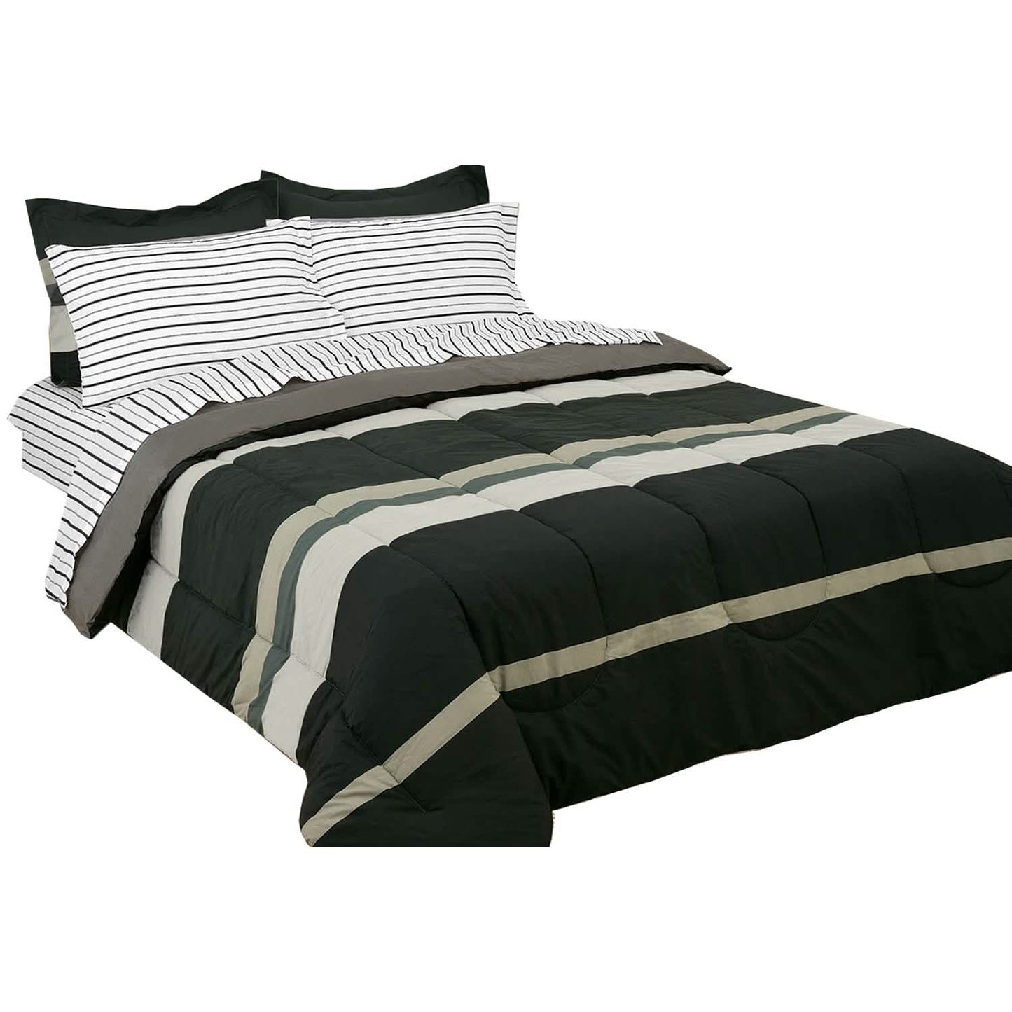 Brooklyn Flat Rugby Stripe Bed-in-a-Bag Set