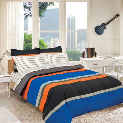 Brooklyn Flat Rugby Stripe Bed-in-a-Bag Set