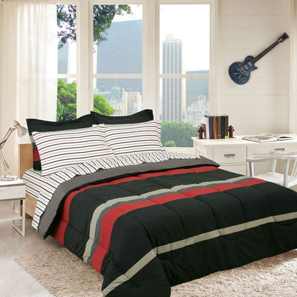 Brooklyn Flat Rugby Stripe Bed-in-a-Bag Set