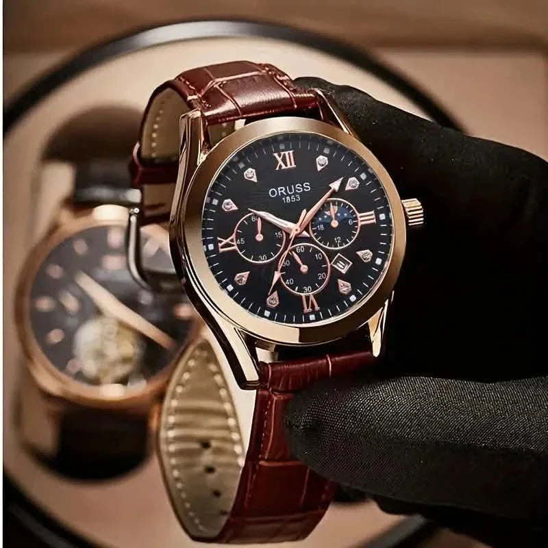 Brown Leather Fashion Quartz Wrist Watch