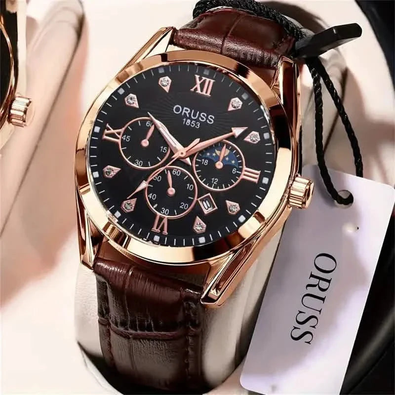 Brown Leather Fashion Quartz Wrist Watch