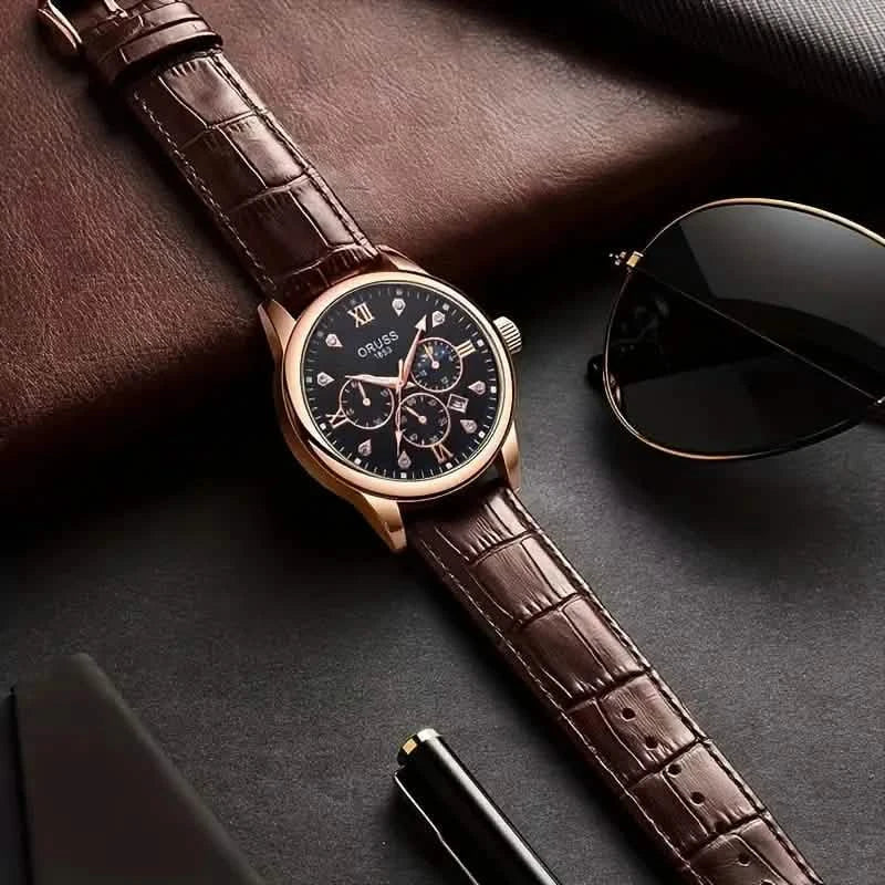 Brown Leather Fashion Quartz Wrist Watch