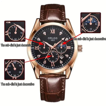 Brown Leather Fashion Quartz Wrist Watch