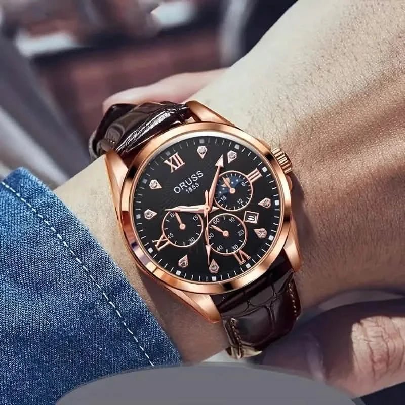Brown Leather Fashion Quartz Wrist Watch