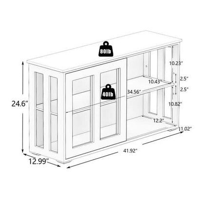 Buffet Sideboard with Sliding Glass Door and Adjustable Shelf