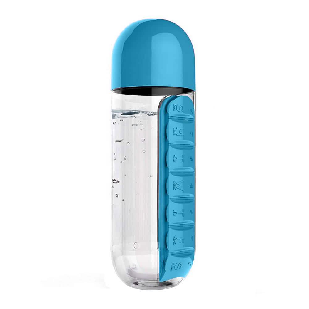 Built-in Pill Organizer 600ml Water Bottle