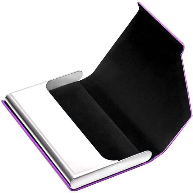 Business Name Card Holder Luxury PU Leather and Stainless Steel Multi Card Case