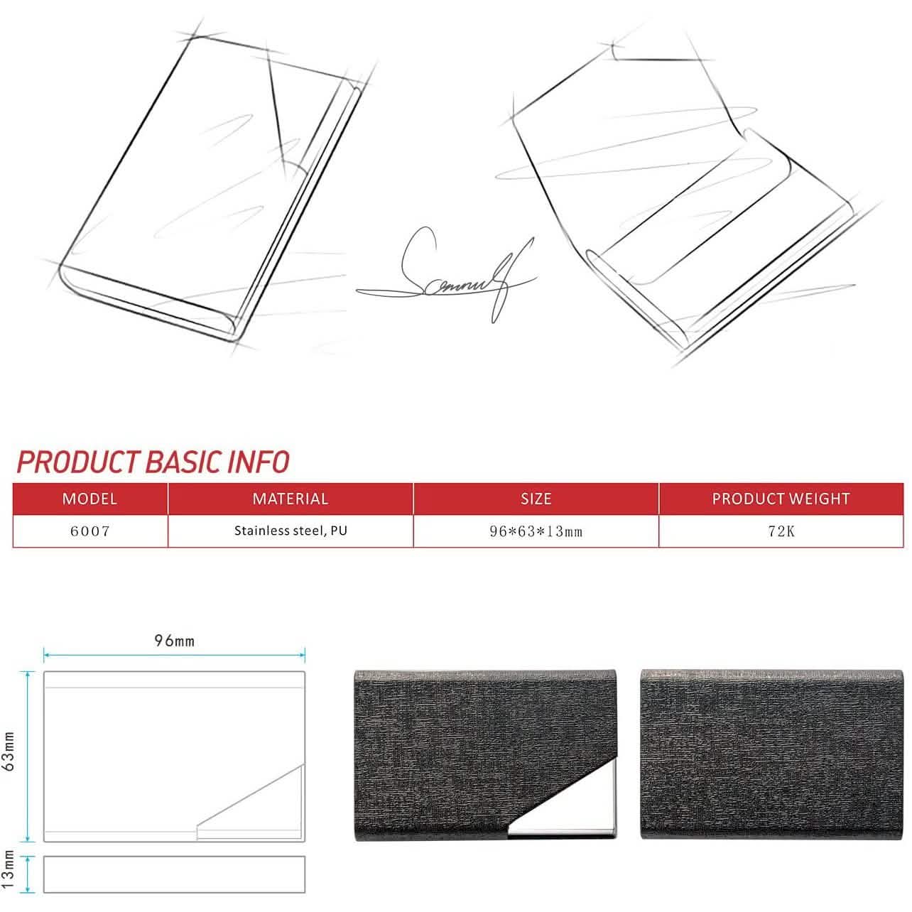 Business Name Card Holder Luxury PU Leather and Stainless Steel Multi Card Case