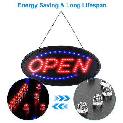 Business Neon Open Sign Advertisement Board with Steady Flashing Modes