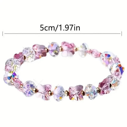 Butterfly-Shaped Artificial Crystal Beaded Charm Bracelet