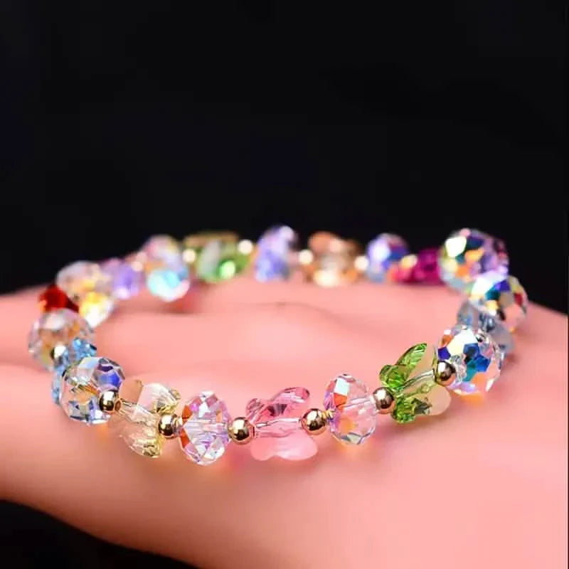 Butterfly-Shaped Artificial Crystal Beaded Charm Bracelet