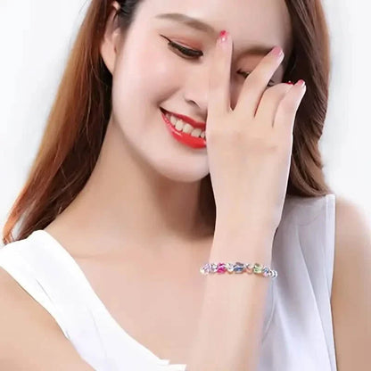 Butterfly-Shaped Artificial Crystal Beaded Charm Bracelet