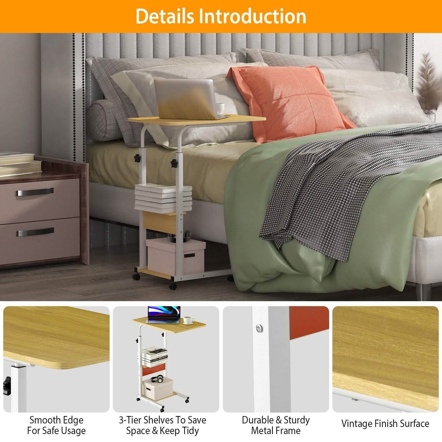C Side Laptop Small Slim Snack Side Table