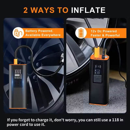 Portable Tire Inflator Air Compressor – 150 PSI Digital Air Pump with Light for Car, Bike & Motorcycle
