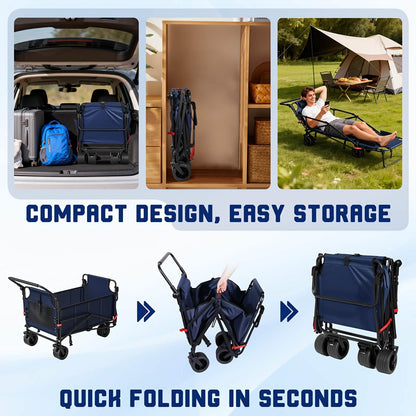2-in-1 Folding Wagon Cart Chair 650LBS Capacity