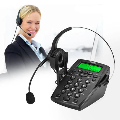 Call Center Dialpad Headset Telephone with Tone Dial Key Pad and Redial