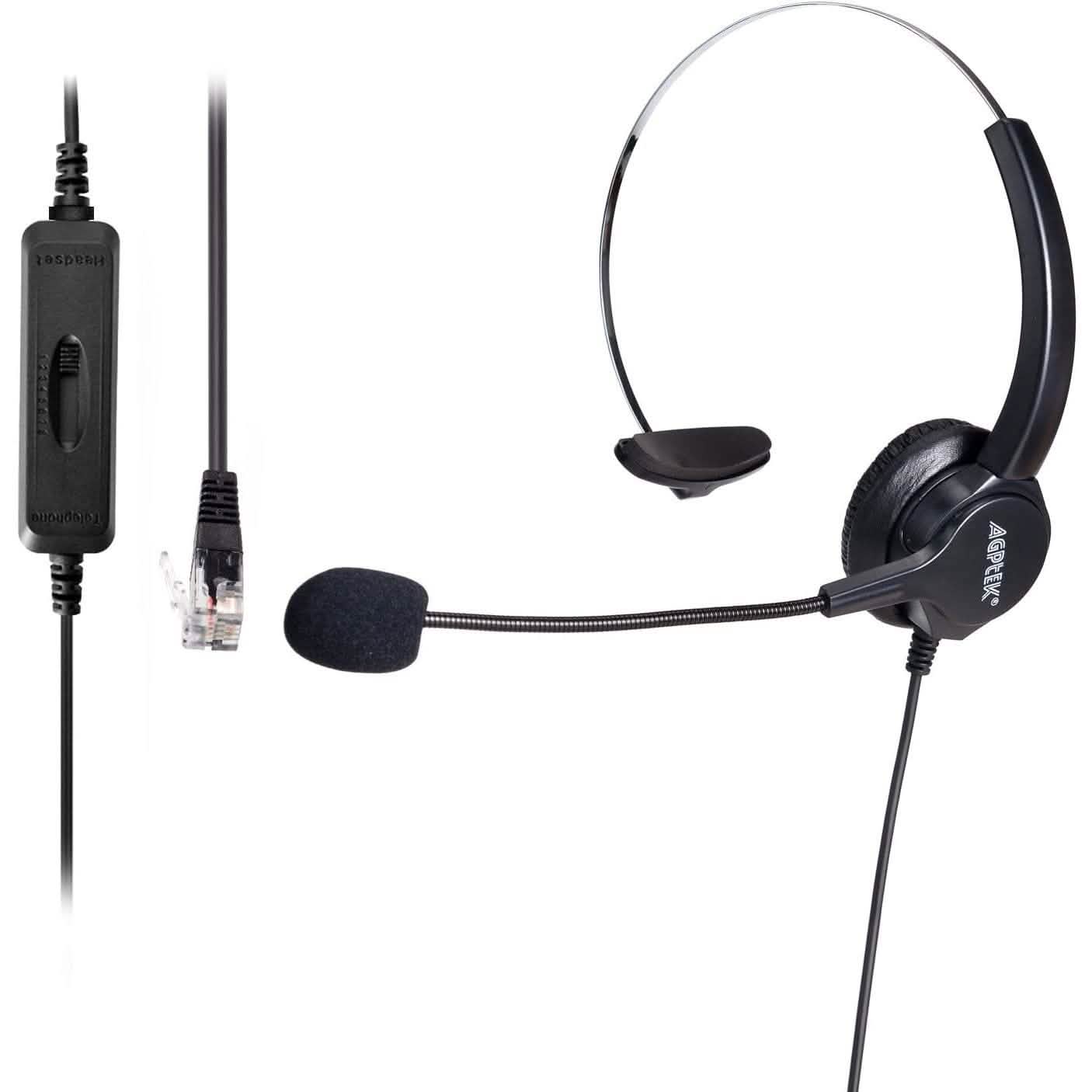 Call Center Hands-Free Noise Cancelling Corded Monaural Headset