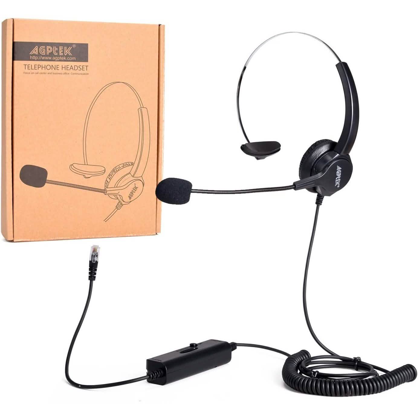 Call Center Hands-Free Noise Cancelling Corded Monaural Headset