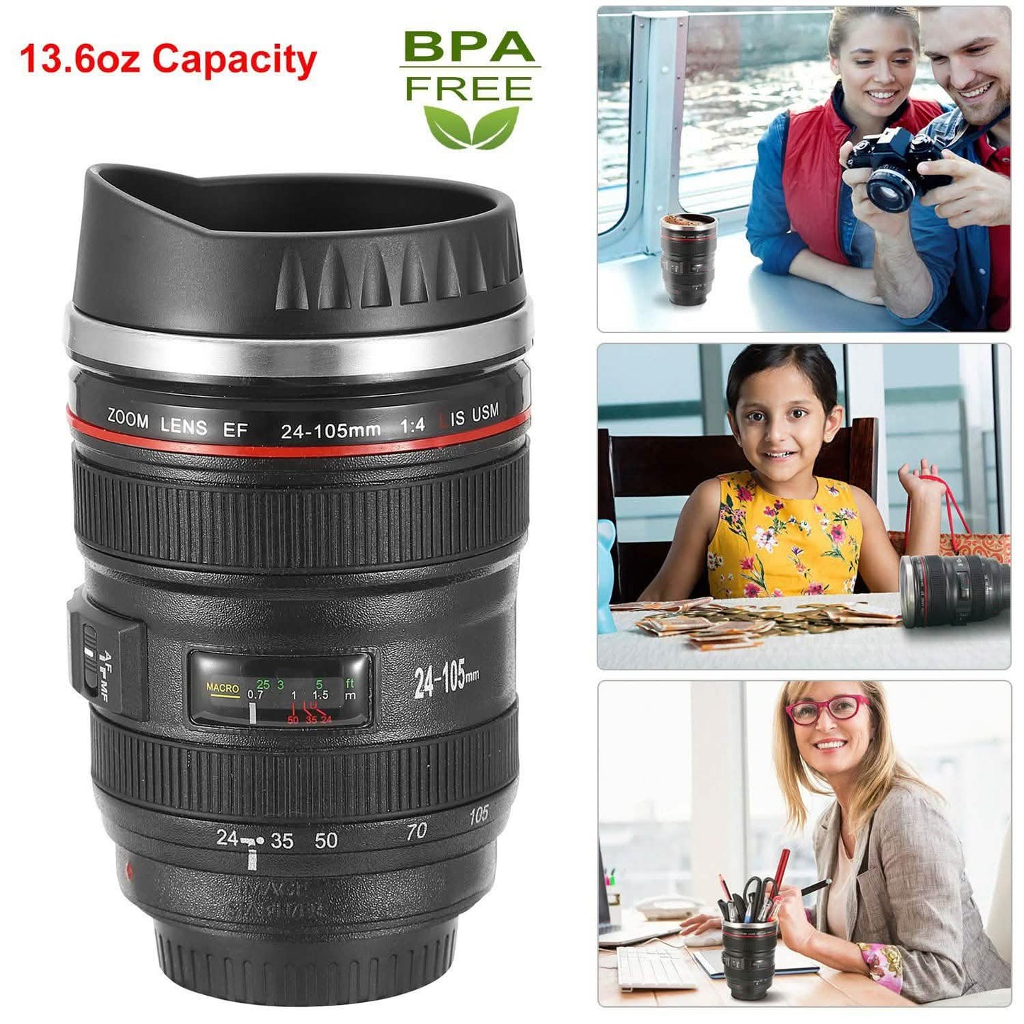 Camera Lens Coffee Mug Cup 13.6oz