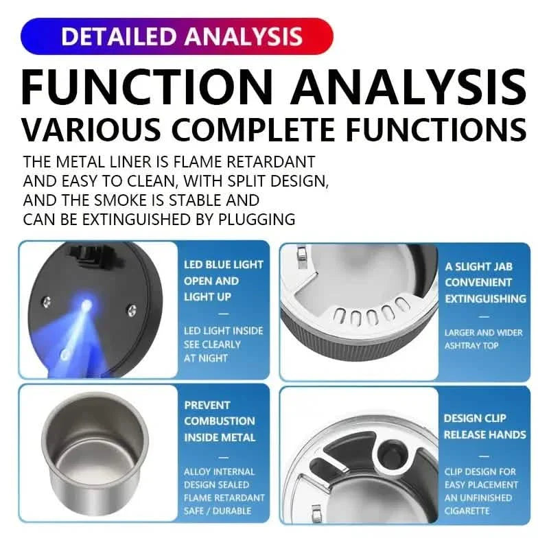 Car Ashtray Multi-functional Universal Household Portable Metal Liner Ashtray
