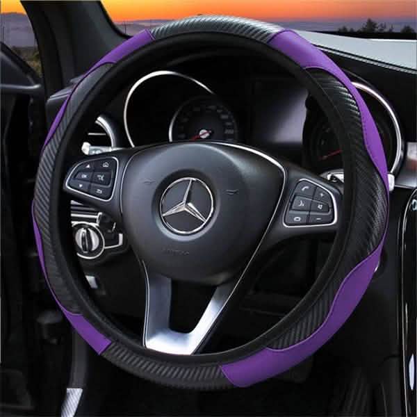 Car Auto Steering Wheel Cover Carbon Fibre Breathable Anti-slip Protector
