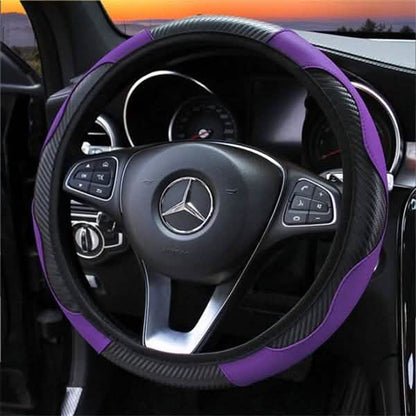 Car Auto Steering Wheel Cover Carbon Fibre Breathable Anti-slip Protector