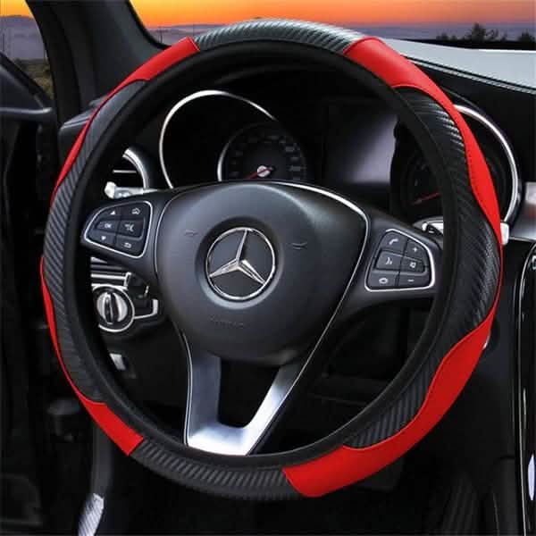 Car Auto Steering Wheel Cover Carbon Fibre Breathable Anti-slip Protector