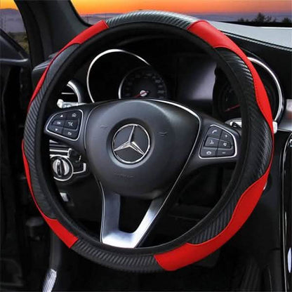 Car Auto Steering Wheel Cover Carbon Fibre Breathable Anti-slip Protector