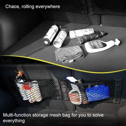 Car Back Rear Mesh Trunk Seat Elastic String Net Magic Sticker Universal Storage Bag