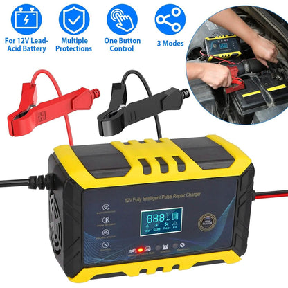 Car Battery Charger 12V/6A Smart Automatic Battery Charger Pulse Repair