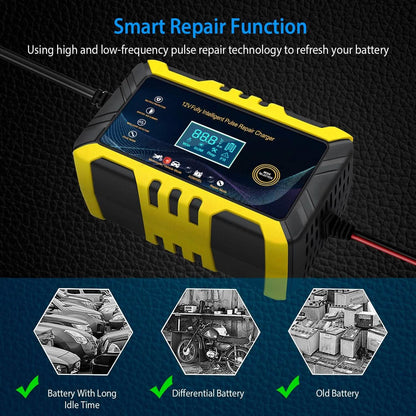 Car Battery Charger 12V/6A Smart Automatic Battery Charger Pulse Repair