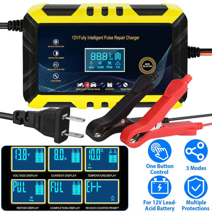 Car Battery Charger 12V/6A Smart Automatic Battery Charger Pulse Repair