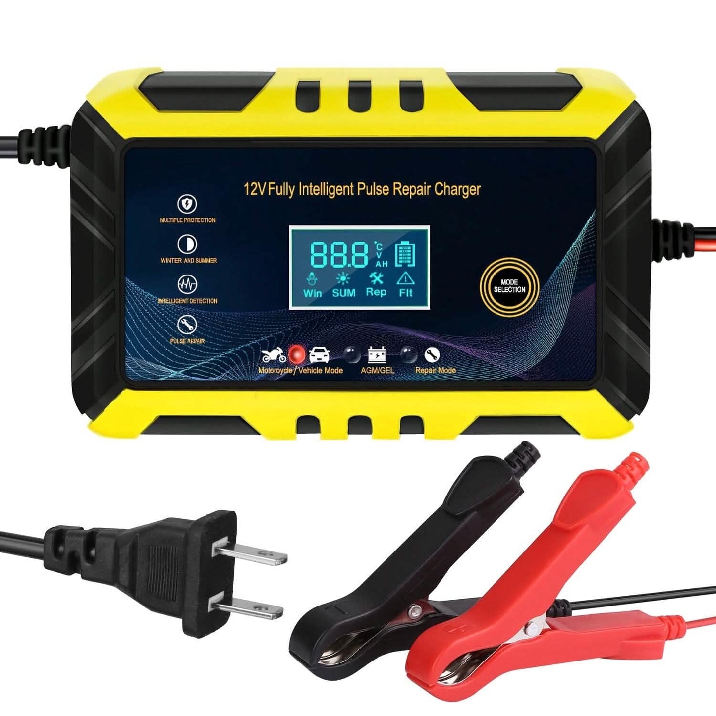Car Battery Charger 12V/6A Smart Automatic Battery Charger Pulse Repair