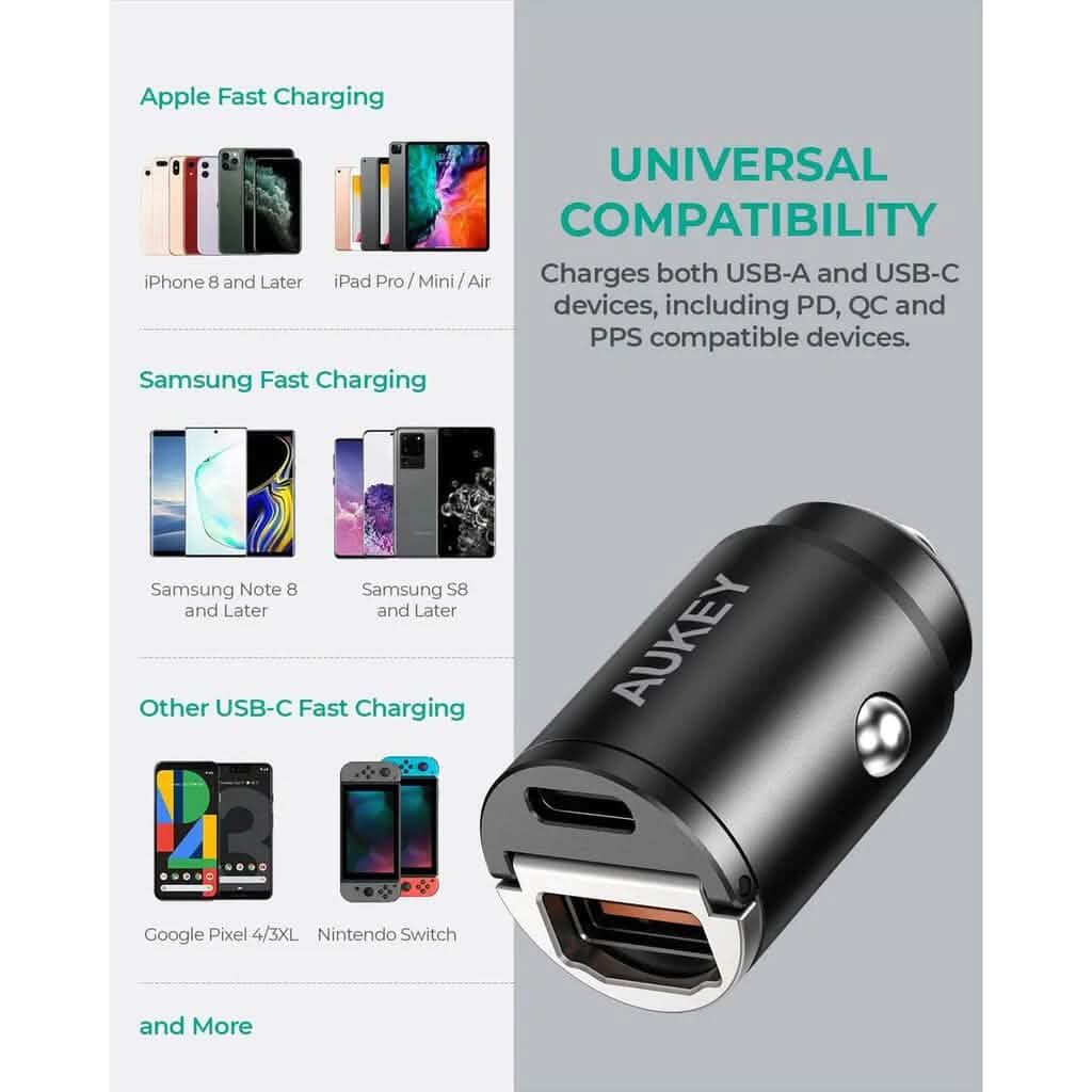 AUKEY Car Charger 30W Dual-Port