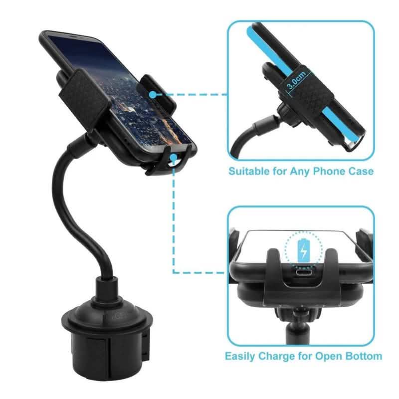 Car Cup Holder Phone Mount Adjustable Gooseneck Phone Stand