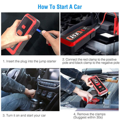 Car Jump Starter Booster 2500A Peak 25800mAh Battery Charger Power Bank