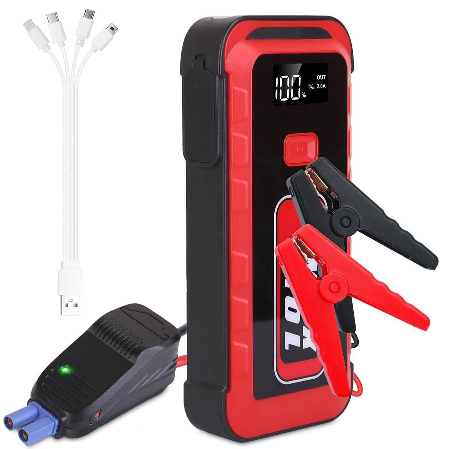 Car Jump Starter Booster 2500A Peak 25800mAh Battery Charger Power Bank