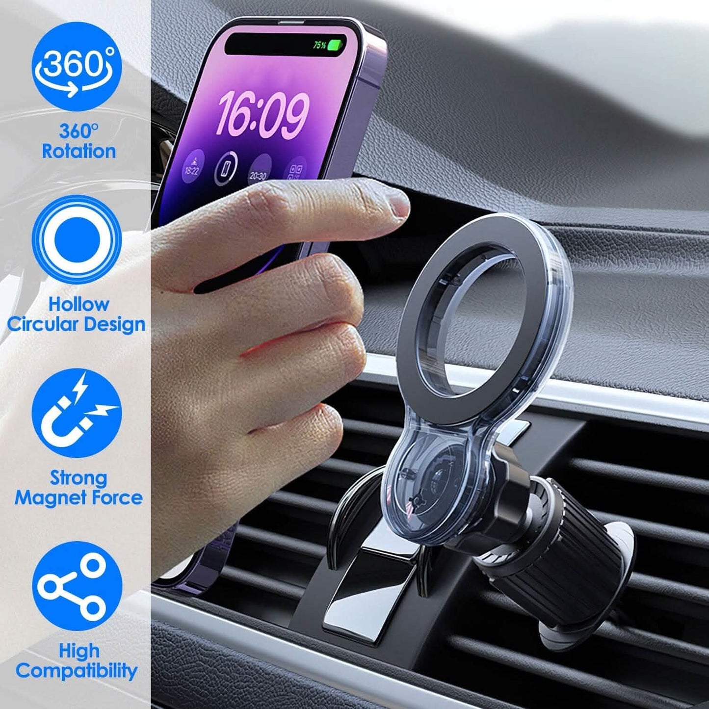 Car Mount Magnetic Phone Holder For Car 360° Rotation