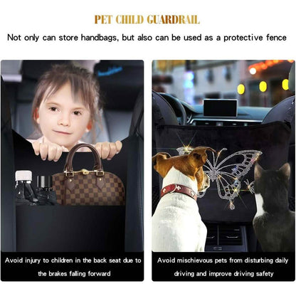 Car Net Backseat Pocket Handbag Holder and Organizer Between Seats