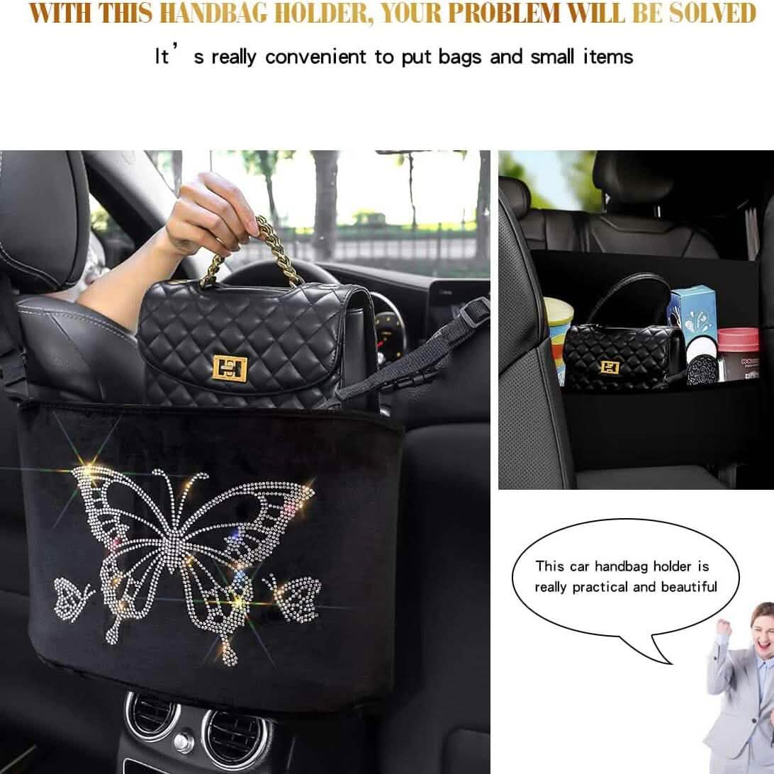 Car Net Backseat Pocket Handbag Holder and Organizer Between Seats