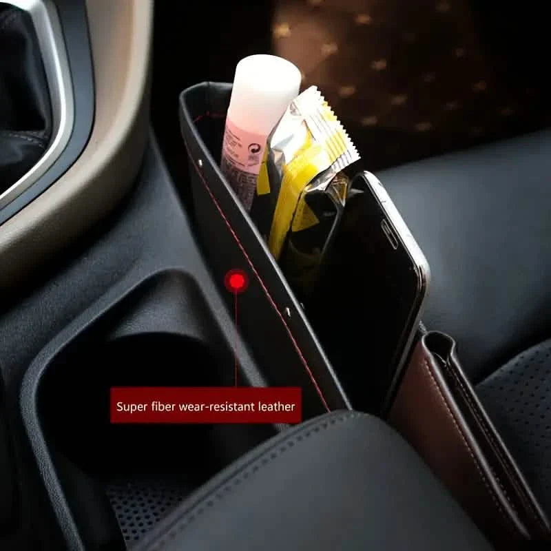 Car Organizer PU Leather Seat Slit Gap Pocket Storage