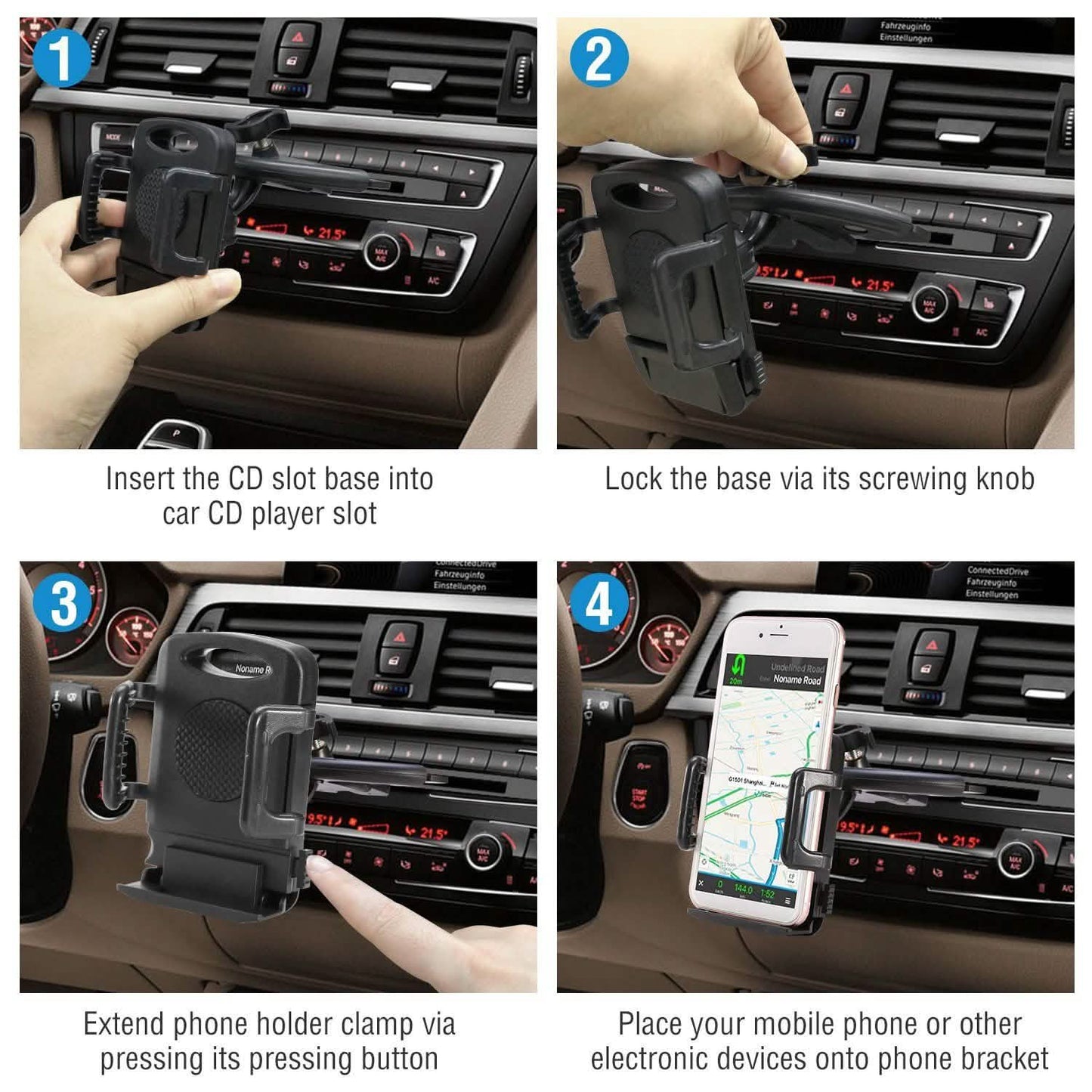 Car Phone Holder CD Slot Phone Mount 360 Rotatable