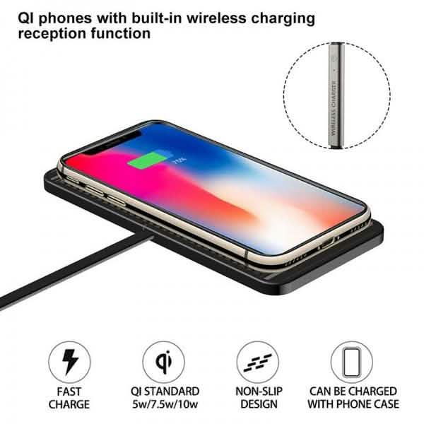 Car QI Wireless Phone Charger Non Slip Pad Mat Fast Charging