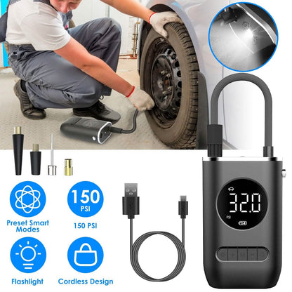 Car Tire Inflator Pump Portable 150 PSI with LED Light