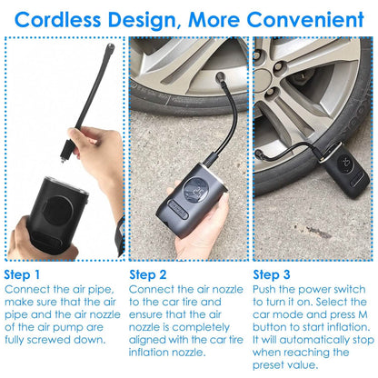 Car Tire Inflator Pump Portable 150 PSI with LED Light
