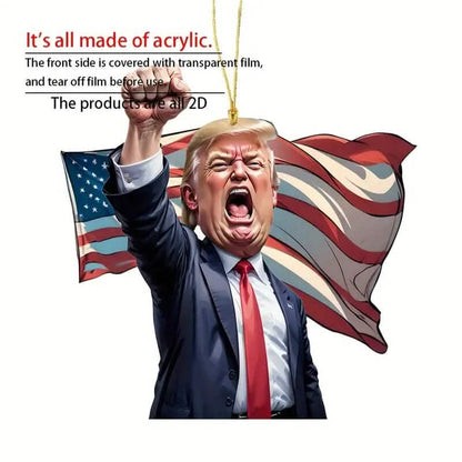 Caricature Style Trump Shouting Make America Great Again Acrylic Christmas Decorations