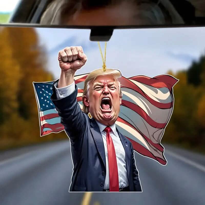 Caricature Style Trump Shouting Make America Great Again Acrylic Christmas Decorations